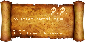 Politzer Patrícius névjegykártya